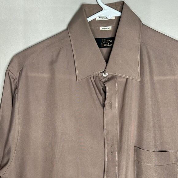 Vintage Ultra Lustre brown long sleeve button-down shirt, size 15.5 - Picture 4 of 8